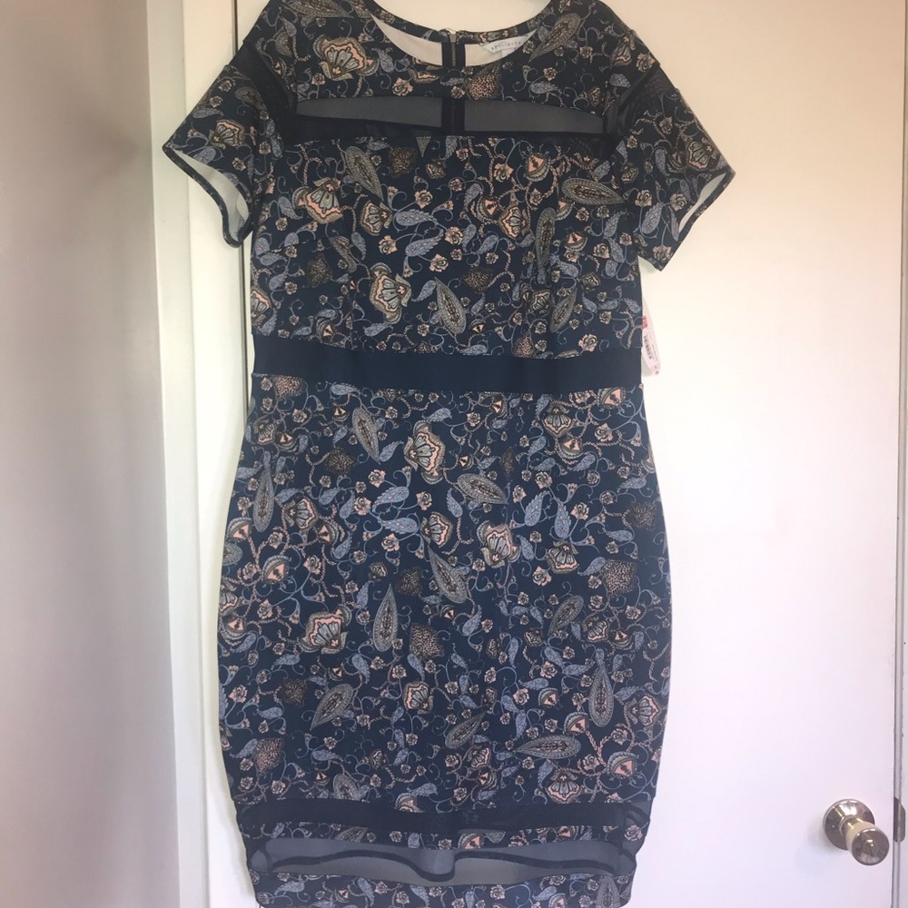 Navy Paisley Patterned Dress